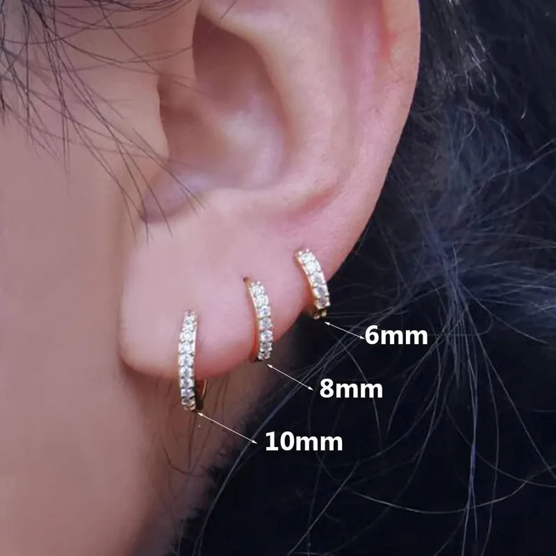 1 Paar Edelstahl Minimal Creolen Kristall Zirkonia Kleine Huggie Dünne Knorpel Ohrringe Helix Tragus Piercing Schmuck