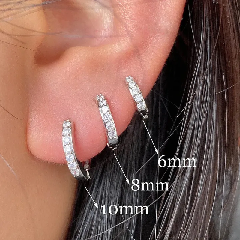 1 Paar Edelstahl Minimal Creolen Kristall Zirkonia Kleine Huggie Dünne Knorpel Ohrringe Helix Tragus Piercing Schmuck