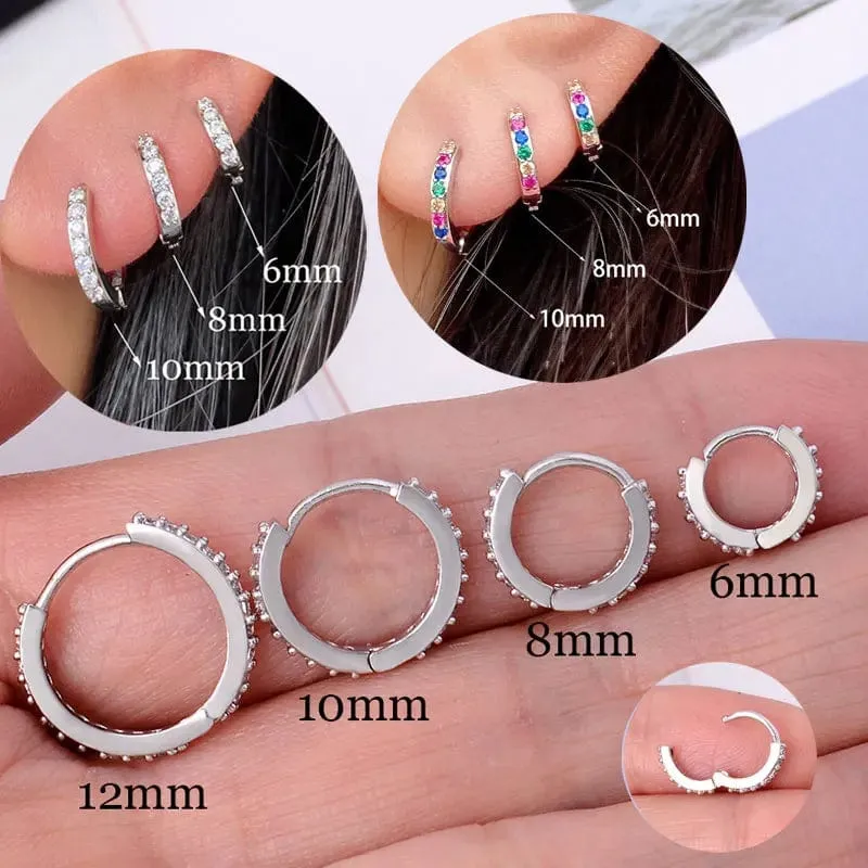 1 Paar Edelstahl Minimal Creolen Kristall Zirkonia Kleine Huggie Dünne Knorpel Ohrringe Helix Tragus Piercing Schmuck