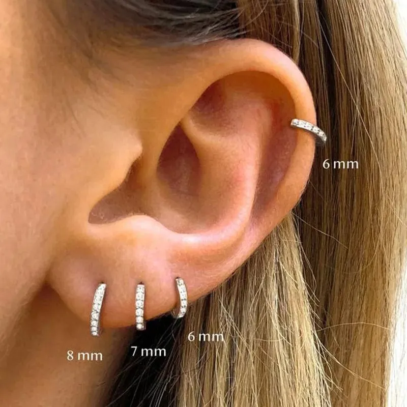 1 Paar Edelstahl Minimal Creolen Kristall Zirkonia Kleine Huggie Dünne Knorpel Ohrringe Helix Tragus Piercing Schmuck