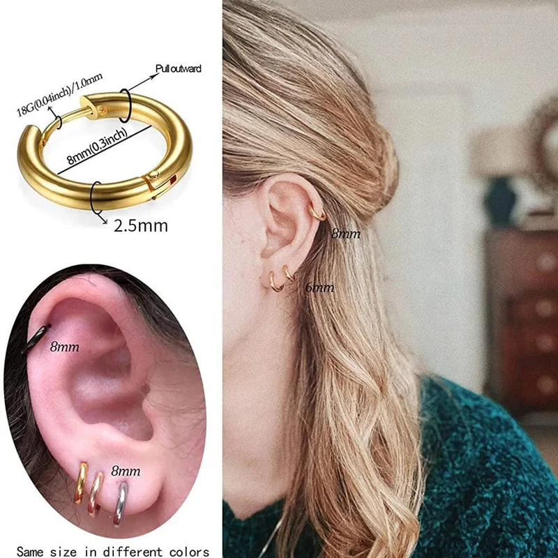 2022 neue Einfache Edelstahl Kleine Creolen für Frauen Männer Knorpel Ohr Piercing Schmuck Pendientes Hombre Mujer