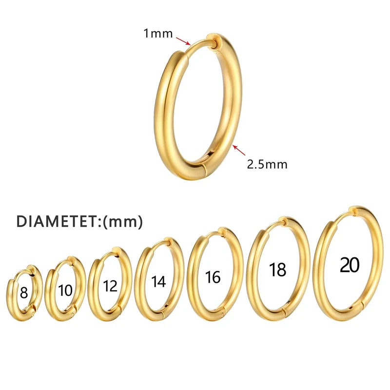 2022 neue Einfache Edelstahl Kleine Creolen für Frauen Männer Knorpel Ohr Piercing Schmuck Pendientes Hombre Mujer