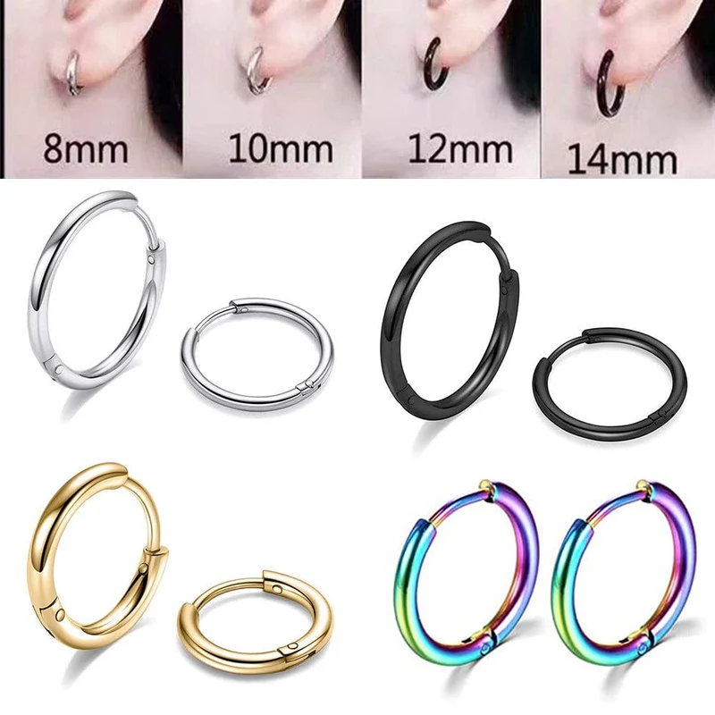 2022 neue Einfache Edelstahl Kleine Creolen für Frauen Männer Knorpel Ohr Piercing Schmuck Pendientes Hombre Mujer