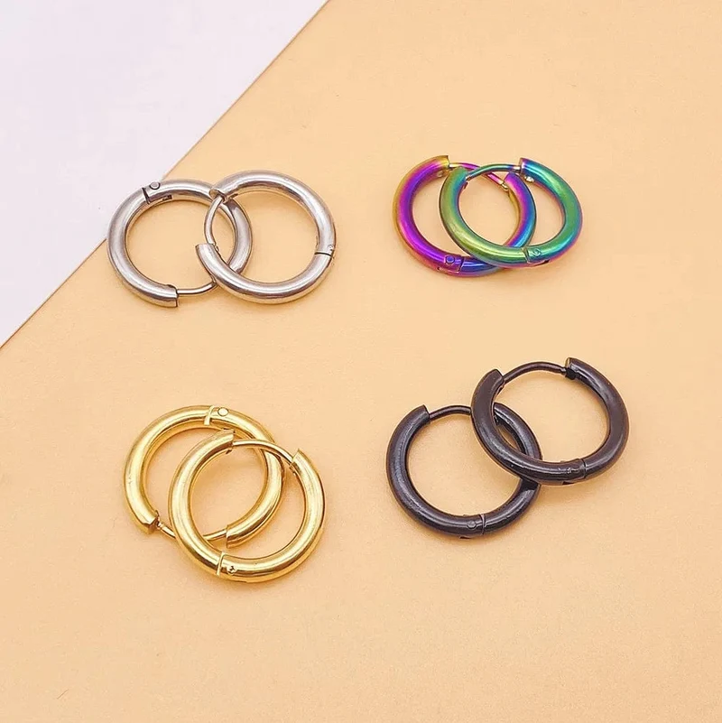 2022 neue Einfache Edelstahl Kleine Creolen für Frauen Männer Knorpel Ohr Piercing Schmuck Pendientes Hombre Mujer