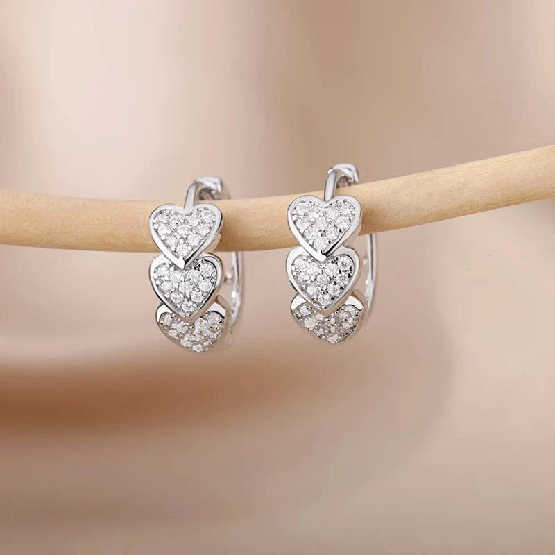 Edelstahl Zirkon Herz Ohrringe Für Frauen 2023 Trendy Vergoldet Hoop Ohrringe Piercing Schmuck Geschenke Freies Verschiffen