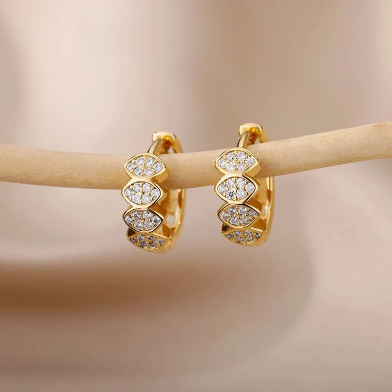 Edelstahl Zirkon Herz Ohrringe Für Frauen 2023 Trendy Vergoldet Hoop Ohrringe Piercing Schmuck Geschenke Freies Verschiffen