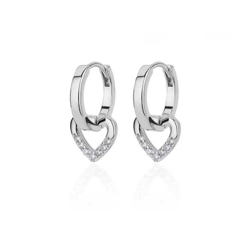 Edelstahl Zirkon Herz Ohrringe Für Frauen 2023 Trendy Vergoldet Hoop Ohrringe Piercing Schmuck Geschenke Freies Verschiffen