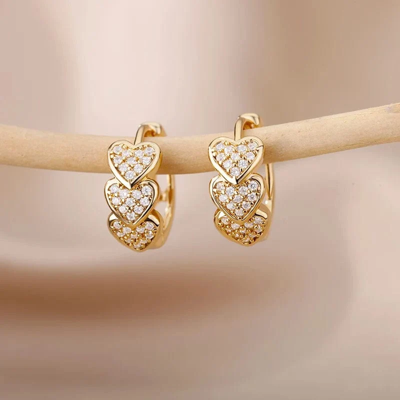 Edelstahl Zirkon Herz Ohrringe Für Frauen 2023 Trendy Vergoldet Hoop Ohrringe Piercing Schmuck Geschenke Freies Verschiffen
