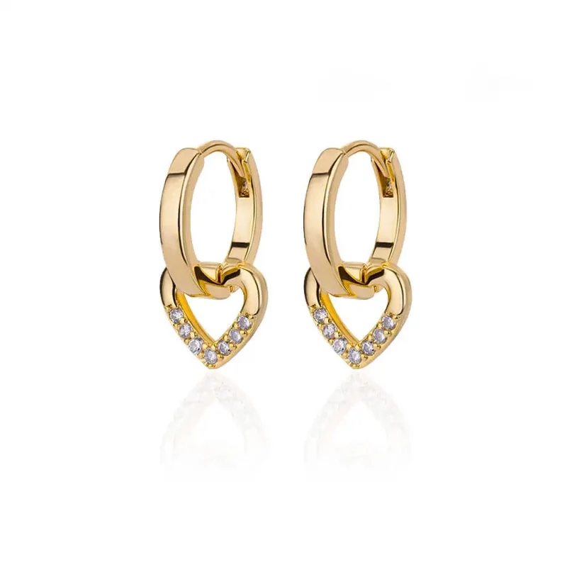 Edelstahl Zirkon Herz Ohrringe Für Frauen 2023 Trendy Vergoldet Hoop Ohrringe Piercing Schmuck Geschenke Freies Verschiffen