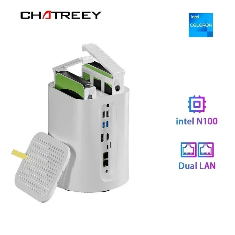 Intel Celeron N100 Chatreey NAS Mini-PC SSD Windows 11 Computer Dual 2.5G LAN Firewall-Server
