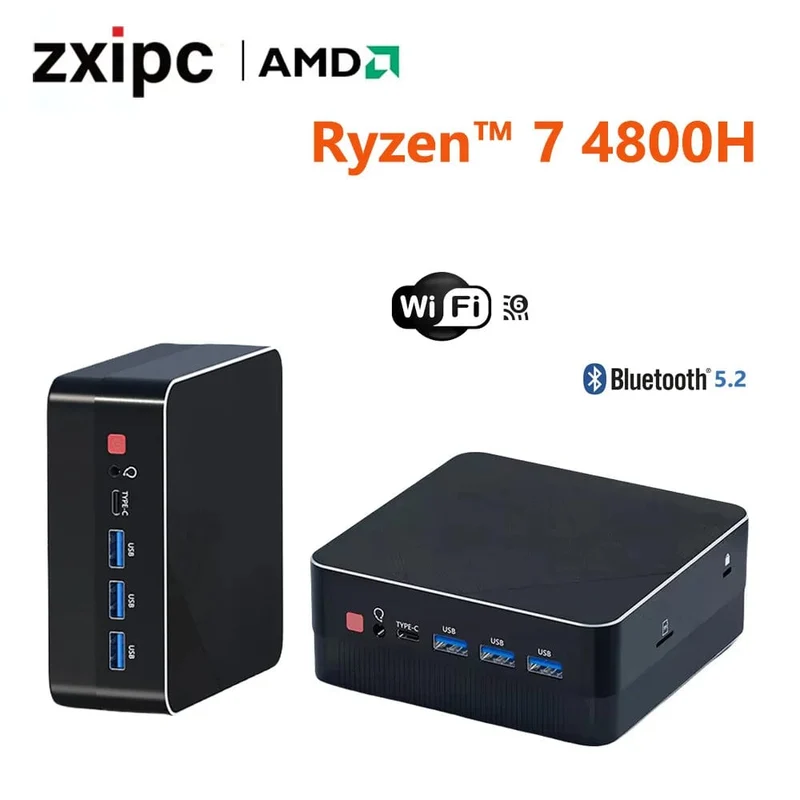 Mini-PC-Computer Gaming AMD Ryzen7 5825U 4800H 5800H 4500U Tasche Dual HDMI LAN WIFI6 BT5.2 NUC Büro Schreibtisch Computer DDR4 NVMe