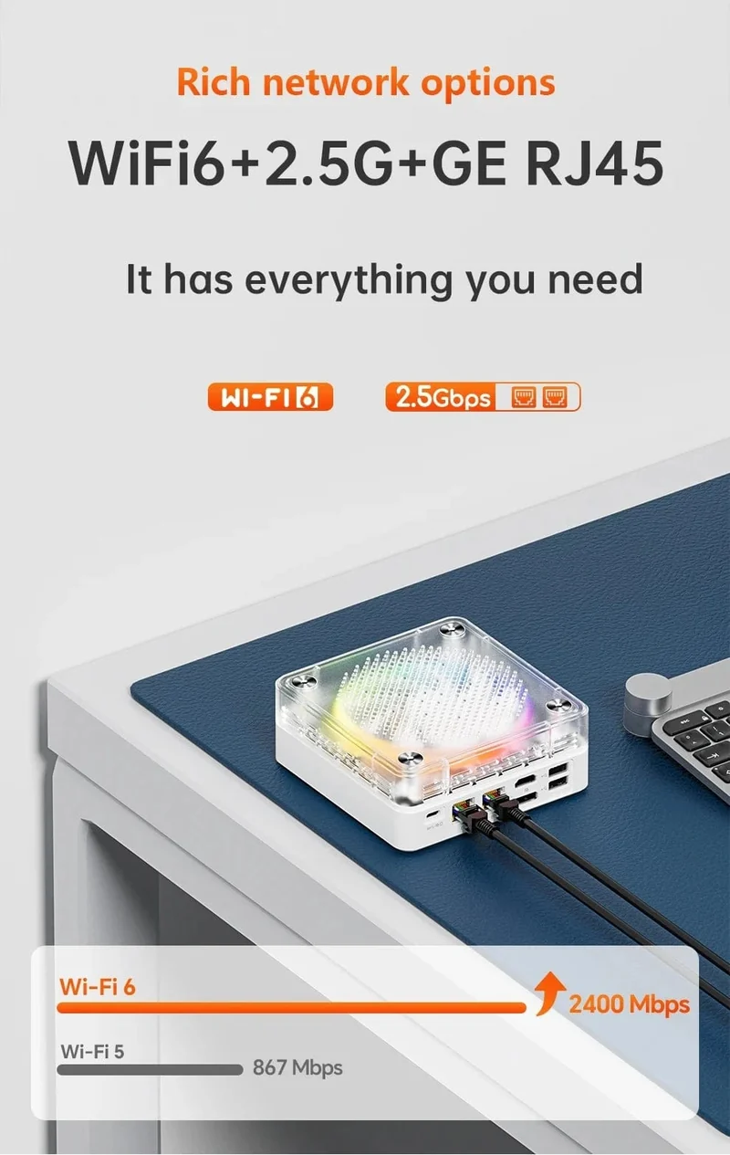 FIREBAT MN56 MINIPC AMD R7-7735HS 7940HS 7840HS Mini-PC Bunter Gamer 16 GB 512 GB DDR5 RJ45 Desktop-Gaming-Computer BT5.2 WIFI6