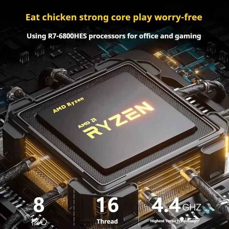 Genmachine AMD R7 Ryzen 7 6800H ES Mini-PC Windows 11 WiFi 6 Gaming-PC DDR5 4800MHz 4.4GHz CPU M.2-Display Computer-Unterstützung 4K