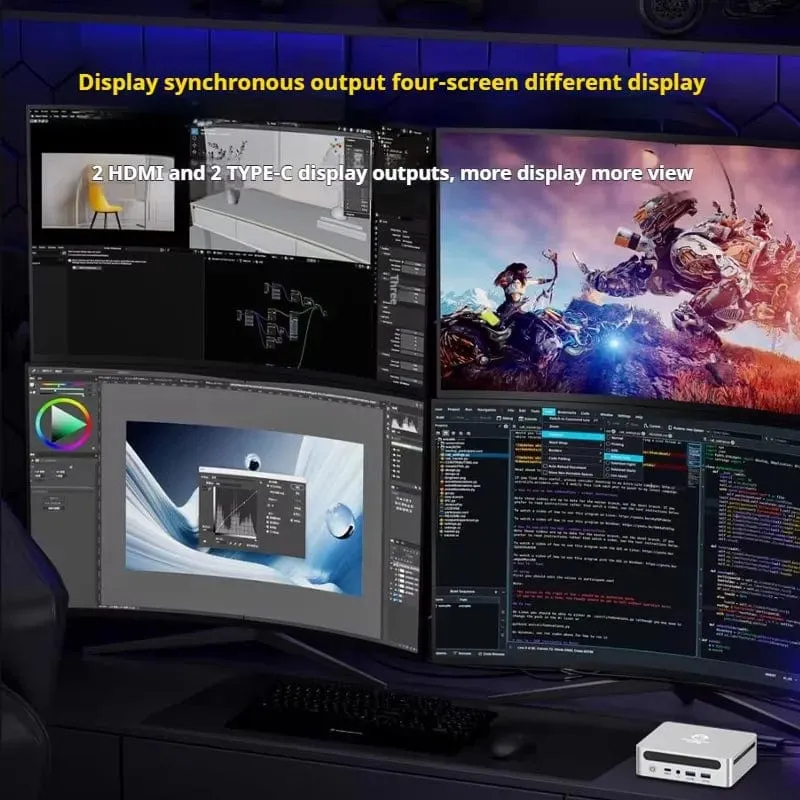 Genmachine AMD R7 Ryzen 7 6800H ES Mini-PC Windows 11 WiFi 6 Gaming-PC DDR5 4800MHz 4.4GHz CPU M.2-Display Computer-Unterstützung 4K