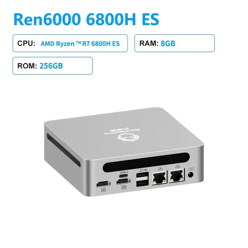 Genmachine AMD R7 Ryzen 7 6800H ES Mini-PC Windows 11 WiFi 6 Gaming-PC DDR5 4800MHz 4.4GHz CPU M.2-Display Computer-Unterstützung 4K