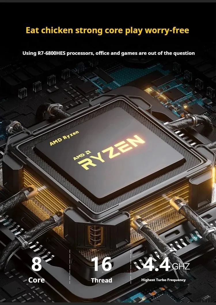 Genmachine AMD R7 Ryzen 7 6800H ES Mini-PC Windows 11 WiFi 6 Gaming-PC DDR5 4800MHz 4.4GHz CPU M.2-Display Computer-Unterstützung 4K