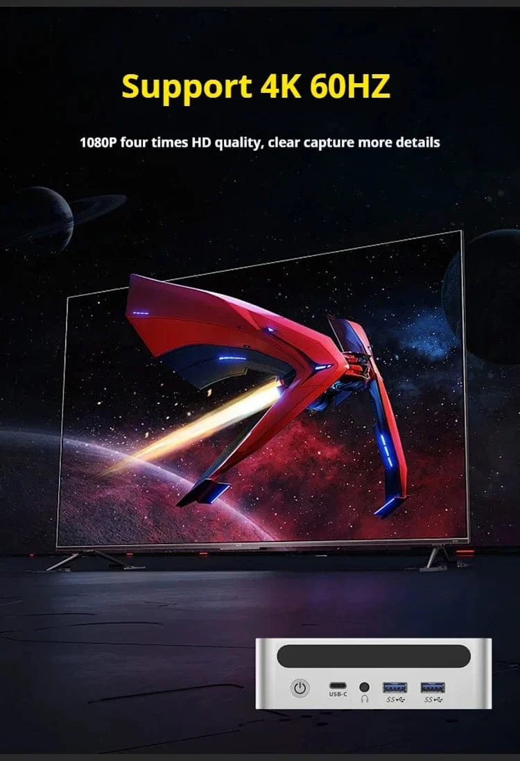 Genmachine AMD R7 Ryzen 7 6800H ES Mini-PC Windows 11 WiFi 6 Gaming-PC DDR5 4800MHz 4.4GHz CPU M.2-Display Computer-Unterstützung 4K