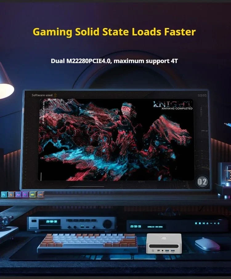 Genmachine AMD R7 Ryzen 7 6800H ES Mini-PC Windows 11 WiFi 6 Gaming-PC DDR5 4800MHz 4.4GHz CPU M.2-Display Computer-Unterstützung 4K