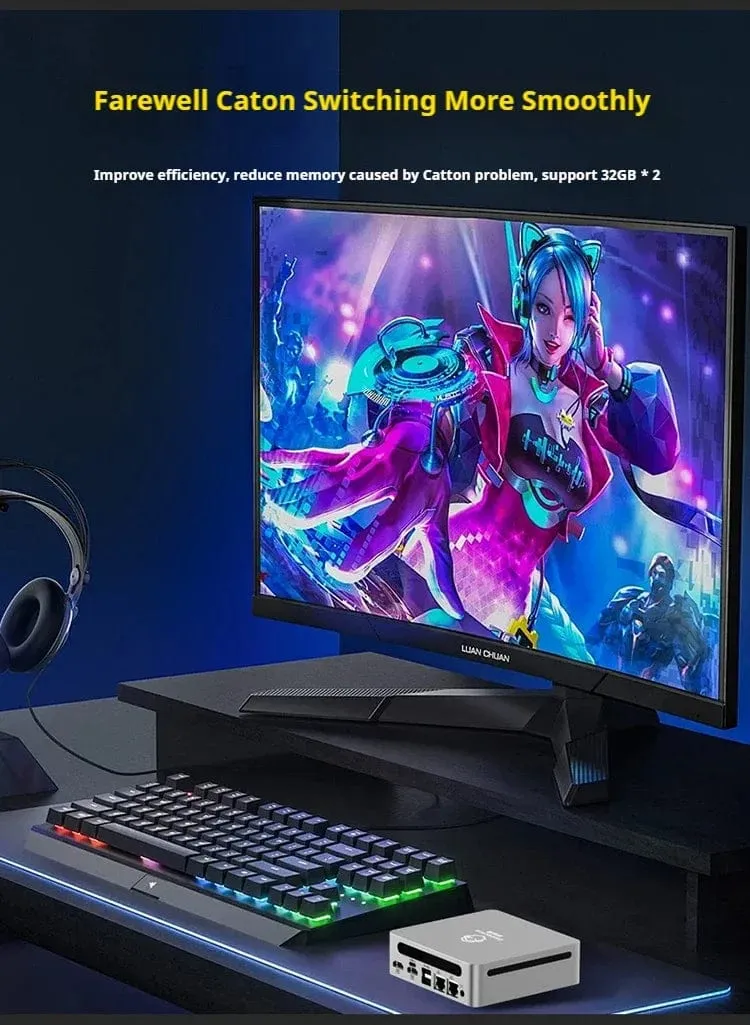 Genmachine AMD R7 Ryzen 7 6800H ES Mini-PC Windows 11 WiFi 6 Gaming-PC DDR5 4800MHz 4.4GHz CPU M.2-Display Computer-Unterstützung 4K