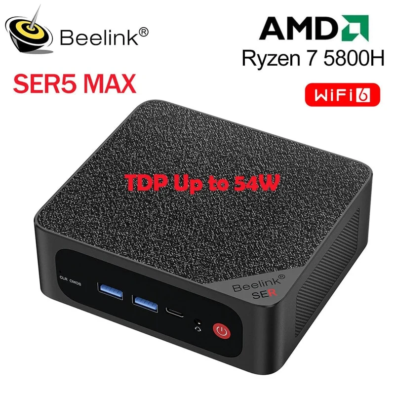 Beelink Mini PC SER5 Max AMD Ryzen 7 5800H DDR4 16G 500G NVME SSD 32G 500G SER5 Pro 32G 1T WiFi6 4K Typ-C Gaming-Mini-Computer