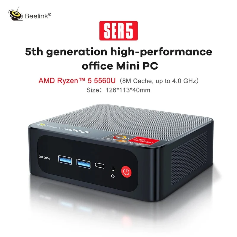Beelink Mini PC SER5 Max AMD Ryzen 7 5800H DDR4 16G 500G NVME SSD 32G 500G SER5 Pro 32G 1T WiFi6 4K Typ-C Gaming-Mini-Computer