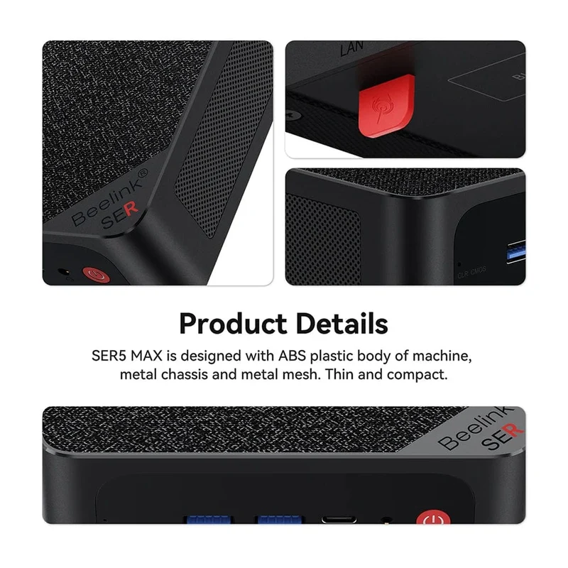 Beelink Mini PC SER5 Max AMD Ryzen 7 5800H DDR4 16G 500G NVME SSD 32G 500G SER5 Pro 32G 1T WiFi6 4K Typ-C Gaming-Mini-Computer