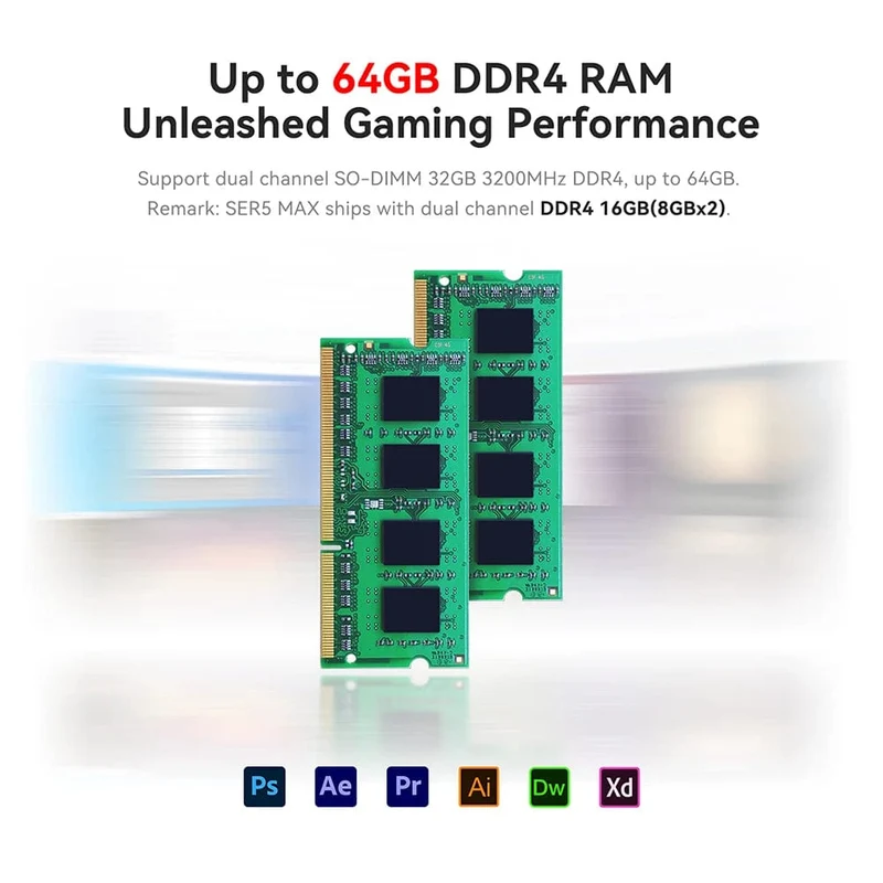 Beelink Mini PC SER5 Max AMD Ryzen 7 5800H DDR4 16G 500G NVME SSD 32G 500G SER5 Pro 32G 1T WiFi6 4K Typ-C Gaming-Mini-Computer