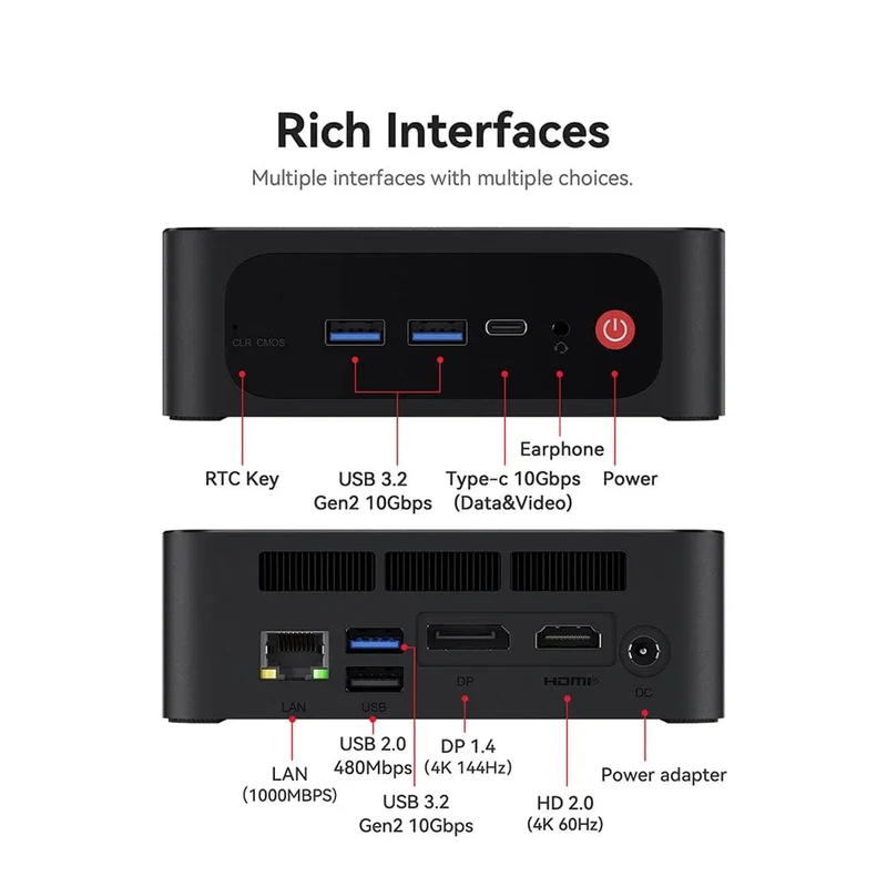Beelink Mini PC SER5 Max AMD Ryzen 7 5800H DDR4 16G 500G NVME SSD 32G 500G SER5 Pro 32G 1T WiFi6 4K Typ-C Gaming-Mini-Computer