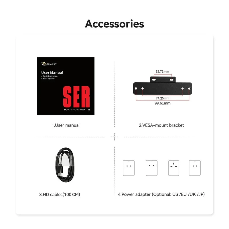 Beelink Mini PC SER5 Max AMD Ryzen 7 5800H DDR4 16G 500G NVME SSD 32G 500G SER5 Pro 32G 1T WiFi6 4K Typ-C Gaming-Mini-Computer