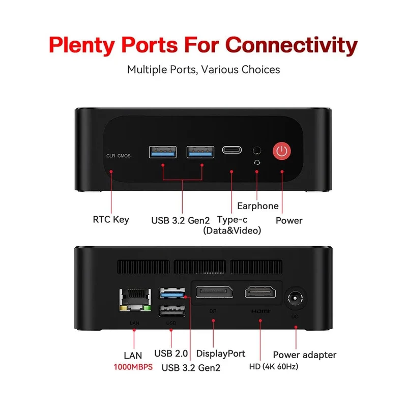 Beelink Mini PC SER5 Max AMD Ryzen 7 5800H DDR4 16G 500G NVME SSD 32G 500G SER5 Pro 32G 1T WiFi6 4K Typ-C Gaming-Mini-Computer