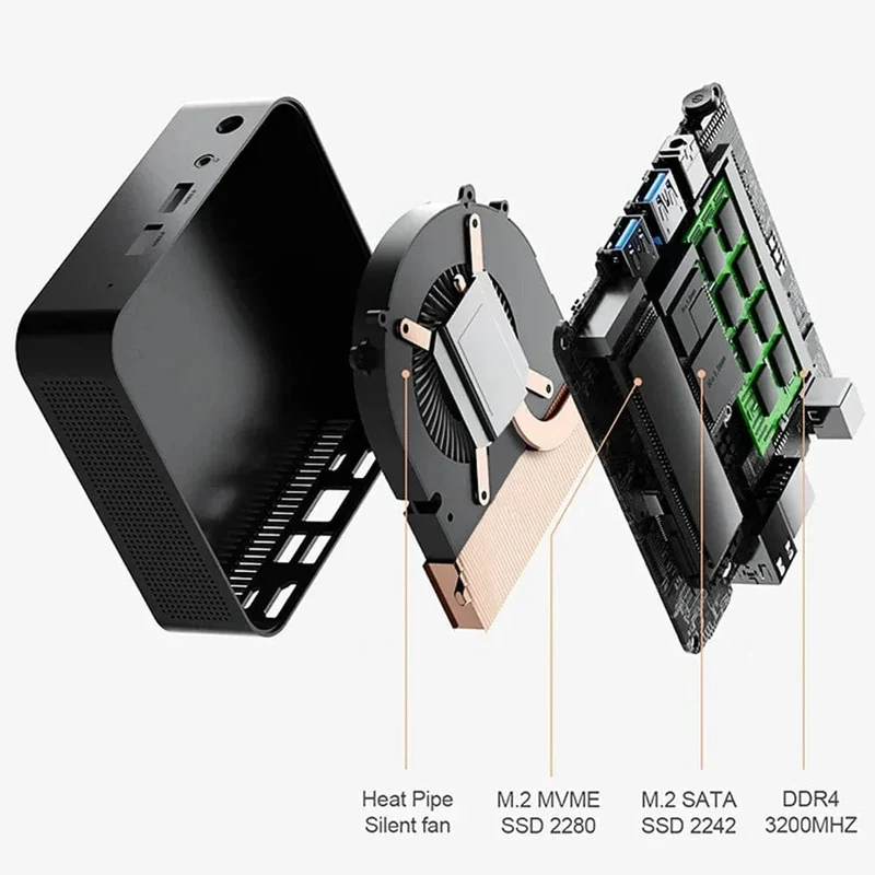 T9 Mini-PC Intel Alder Lake N100 Windows 11 Ultrakleiner Taschencomputer Dual-SSD Vollfunktion Typ-C 4K 60Hz RGB-Ausgang