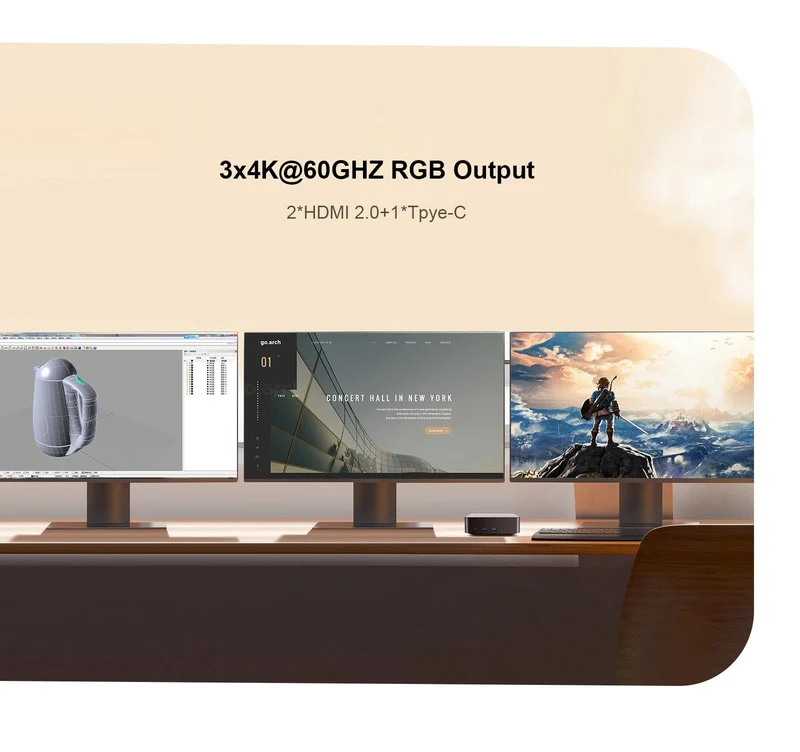 T9 Mini-PC Intel Alder Lake N100 Windows 11 Ultrakleiner Taschencomputer Dual-SSD Vollfunktion Typ-C 4K 60Hz RGB-Ausgang