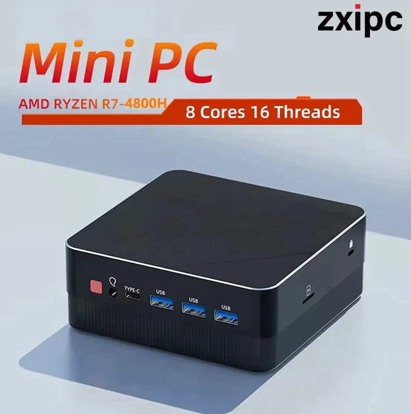 Mini-PC Computer Gaming AMD Ryzen7 5825U R5 4500U Tasche Dual HDMI LAN WIFI6 4800H 5800H NUC Büro DDR4 NVMe Vier Display