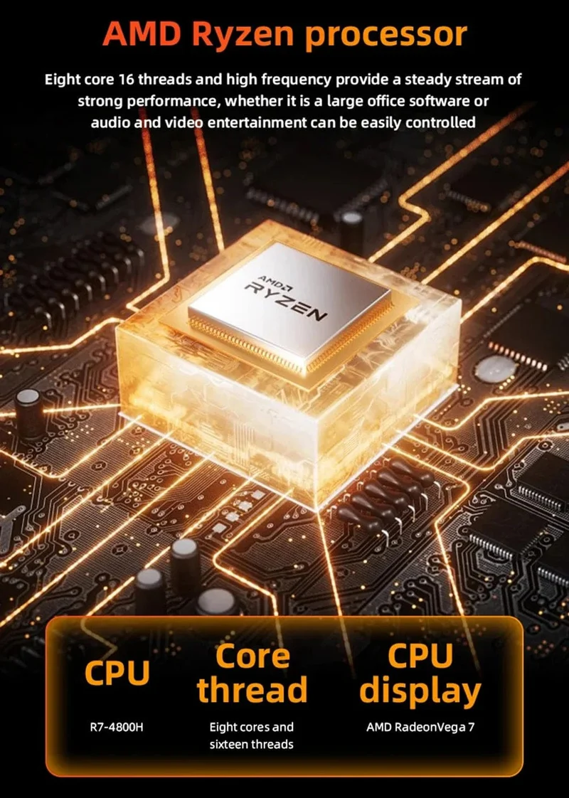 Mini-PC Computer Gaming AMD Ryzen7 5825U R5 4500U Tasche Dual HDMI LAN WIFI6 4800H 5800H NUC Büro DDR4 NVMe Vier Display
