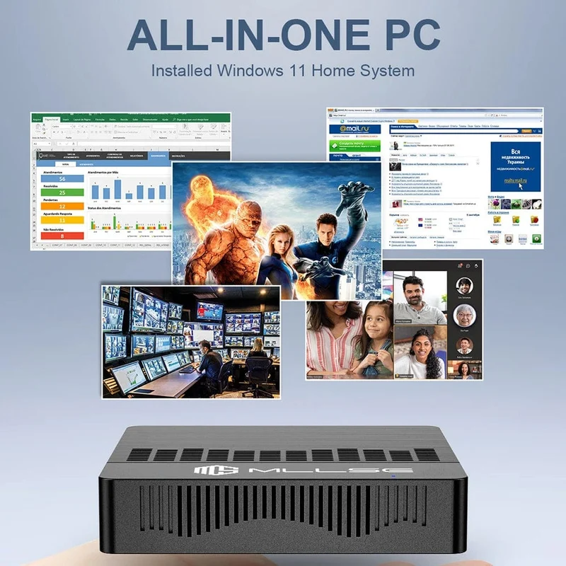 MLLSE Mini PC M2 Air Intel Gemini Lake N4000 Windows 11 6GB RAM 128GB ROM Dualband WLAN Bluetooth USB Mini-Computer