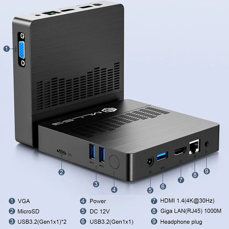MLLSE Mini PC M2 Air Intel Gemini Lake N4000 Windows 11 6GB RAM 128GB ROM Dualband WLAN Bluetooth USB Mini-Computer