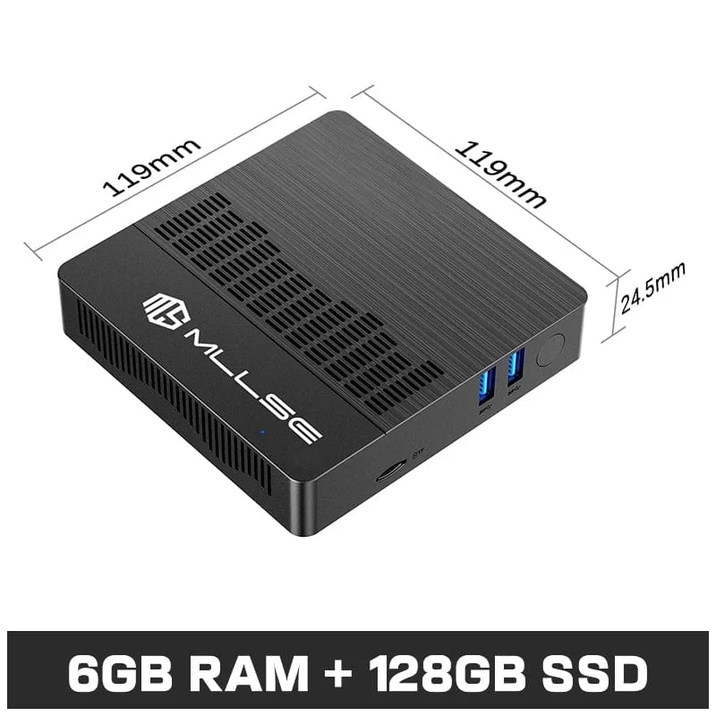 MLLSE Mini PC M2 Air Intel Gemini Lake N4000 Windows 11 6GB RAM 128GB ROM Dualband WLAN Bluetooth USB Mini-Computer