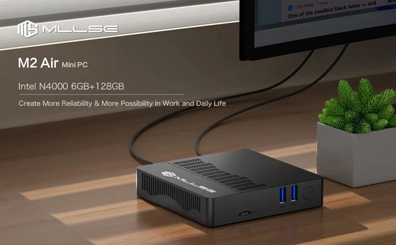 MLLSE Mini PC M2 Air Intel Gemini Lake N4000 Windows 11 6GB RAM 128GB ROM Dualband WLAN Bluetooth USB Mini-Computer