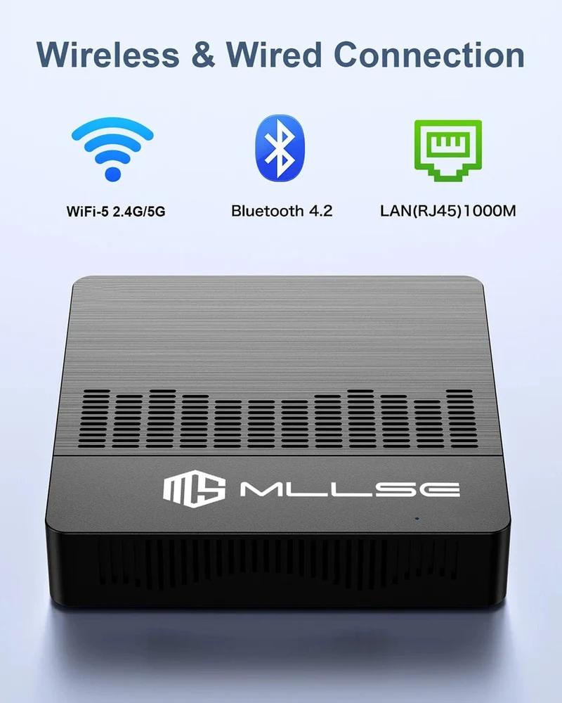 MLLSE Mini PC M2 Air Intel Gemini Lake N4000 Windows 11 6GB RAM 128GB ROM Dualband WLAN Bluetooth USB Mini-Computer