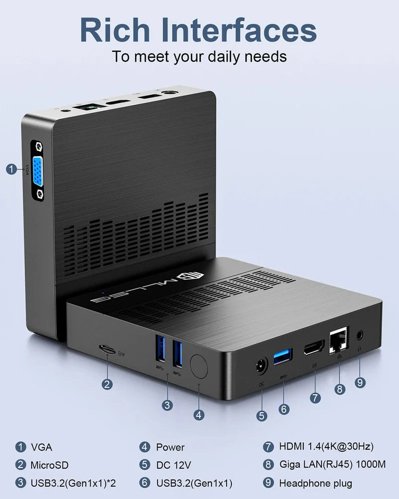 MLLSE Mini PC M2 Air Intel Gemini Lake N4000 Windows 11 6GB RAM 128GB ROM Dualband WLAN Bluetooth USB Mini-Computer