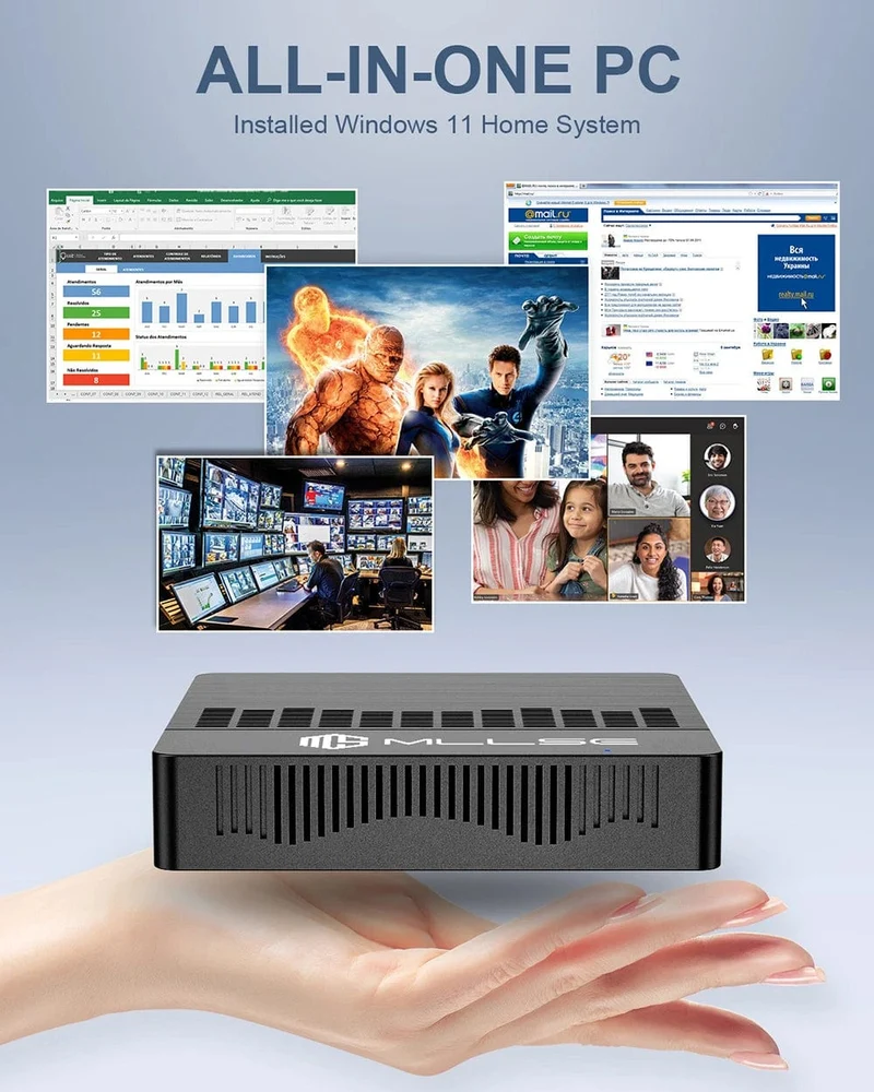 MLLSE Mini PC M2 Air Intel Gemini Lake N4000 Windows 11 6GB RAM 128GB ROM Dualband WLAN Bluetooth USB Mini-Computer