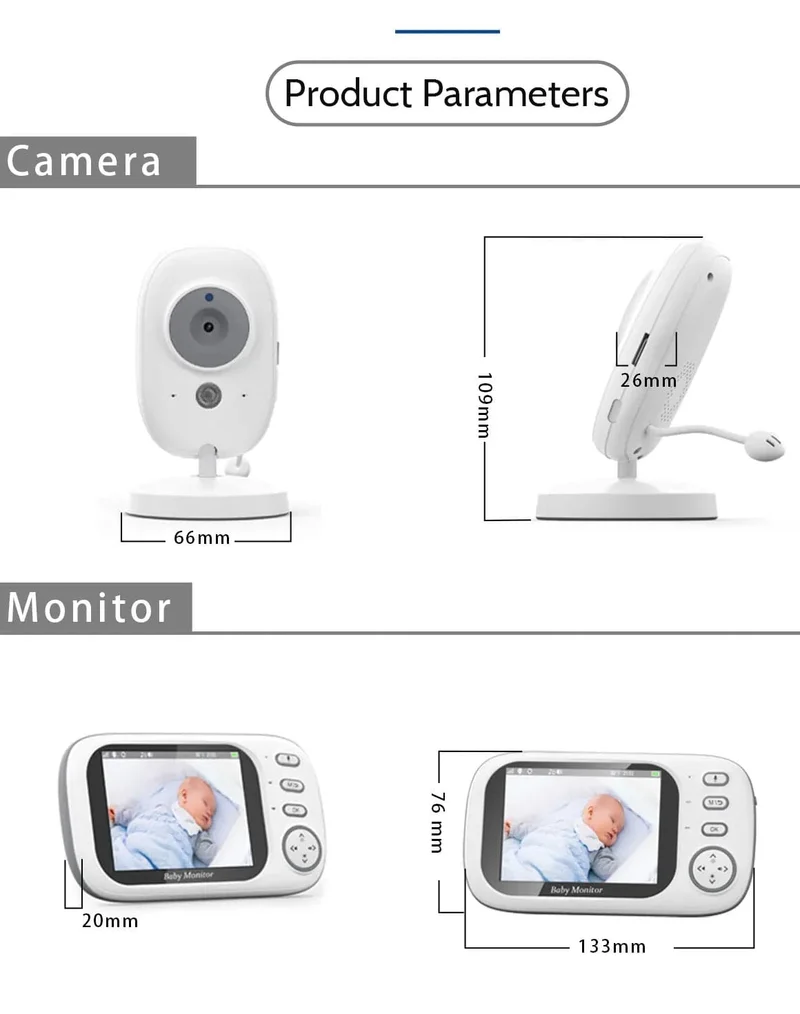 3.5 Zoll Wireless Video Babyphone Mutter Kinder Zweiwege-Audio Baby Nanny Sicherheitskamera Nachtsicht Temperaturüberwachung