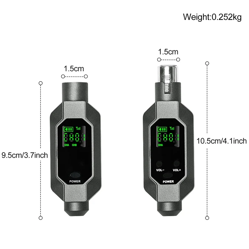 Drahtloser Mikrofonkonverter XLR-Sender und -Empfängermikrofon Drahtloses System für dynamisches Mikrofon für kabelgebundenes Mikrofon