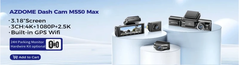 AZDOME M300S 4K Dashcam vorne und hinten, 5.8G WiFi GPS Dashcam für Autos, kostenlose 64GB SD-Karte, Sprachsteuerung, WDR-Nachtsicht
