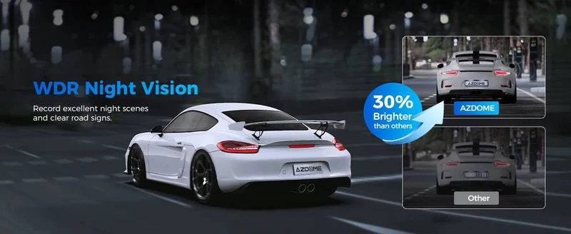 AZDOME M300S 4K Dashcam vorne und hinten, 5.8G WiFi GPS Dashcam für Autos, kostenlose 64GB SD-Karte, Sprachsteuerung, WDR-Nachtsicht