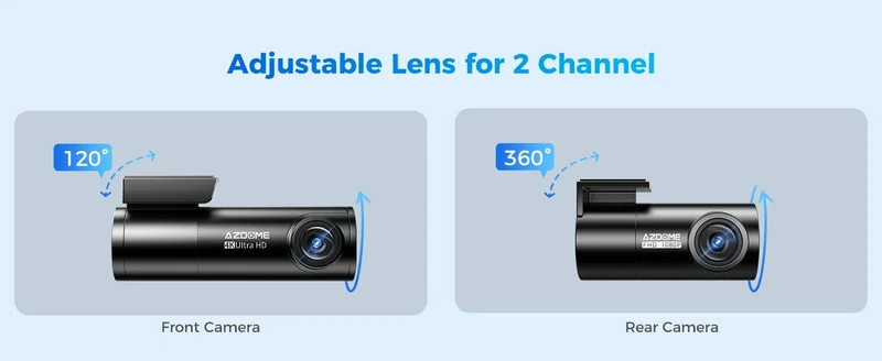 AZDOME M300S 4K Dashcam vorne und hinten, 5.8G WiFi GPS Dashcam für Autos, kostenlose 64GB SD-Karte, Sprachsteuerung, WDR-Nachtsicht