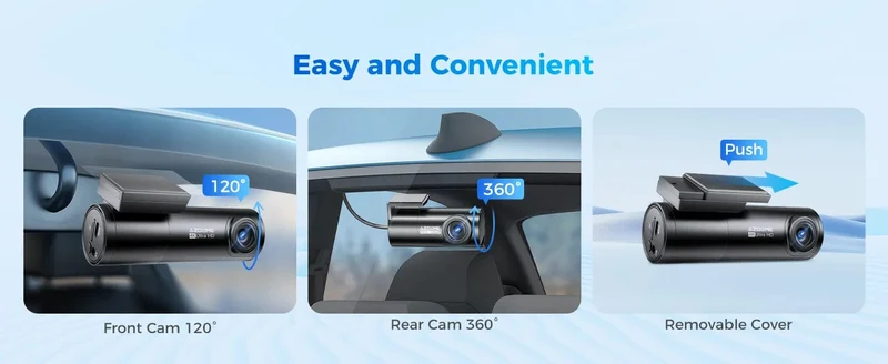 AZDOME M300S 4K Dashcam vorne und hinten, 5.8G WiFi GPS Dashcam für Autos, kostenlose 64GB SD-Karte, Sprachsteuerung, WDR-Nachtsicht