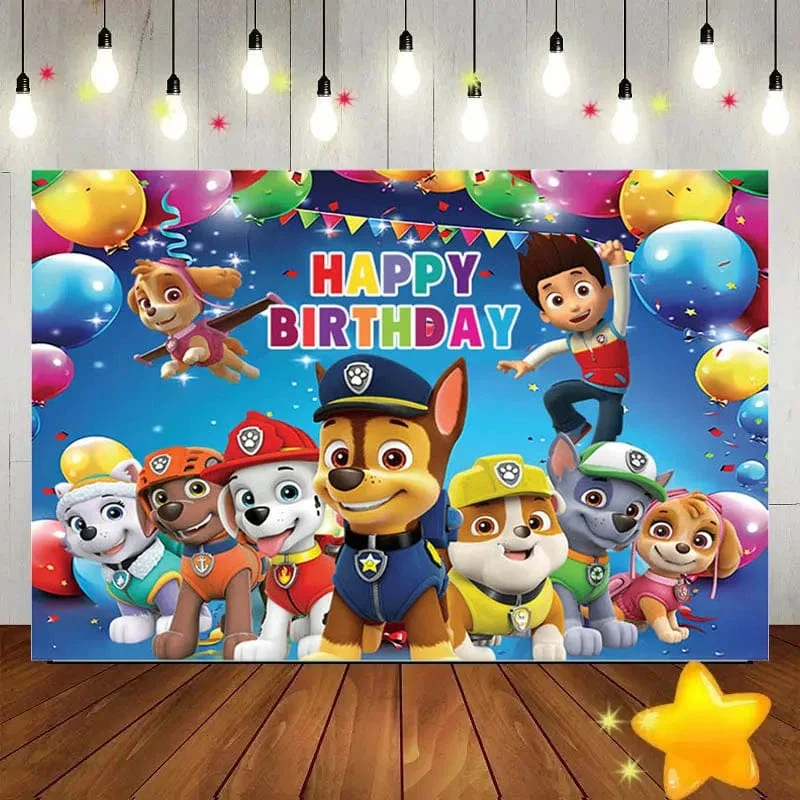 Paw Patrol Geburtstag Hintergrund Dekoration Kinder Mädchen Junge Party Fotografie Hintergrund Welpen Event Banner Poster Foto Studio Requisiten