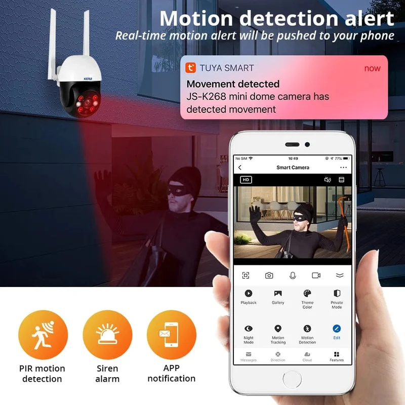KERUI 5MP 8MP 4K PTZ WiFi IP-Kamera Tuya Smart Home Security im Freien Dualobjektiv 10MP 5K-Kamera CCTV-Videoüberwachung