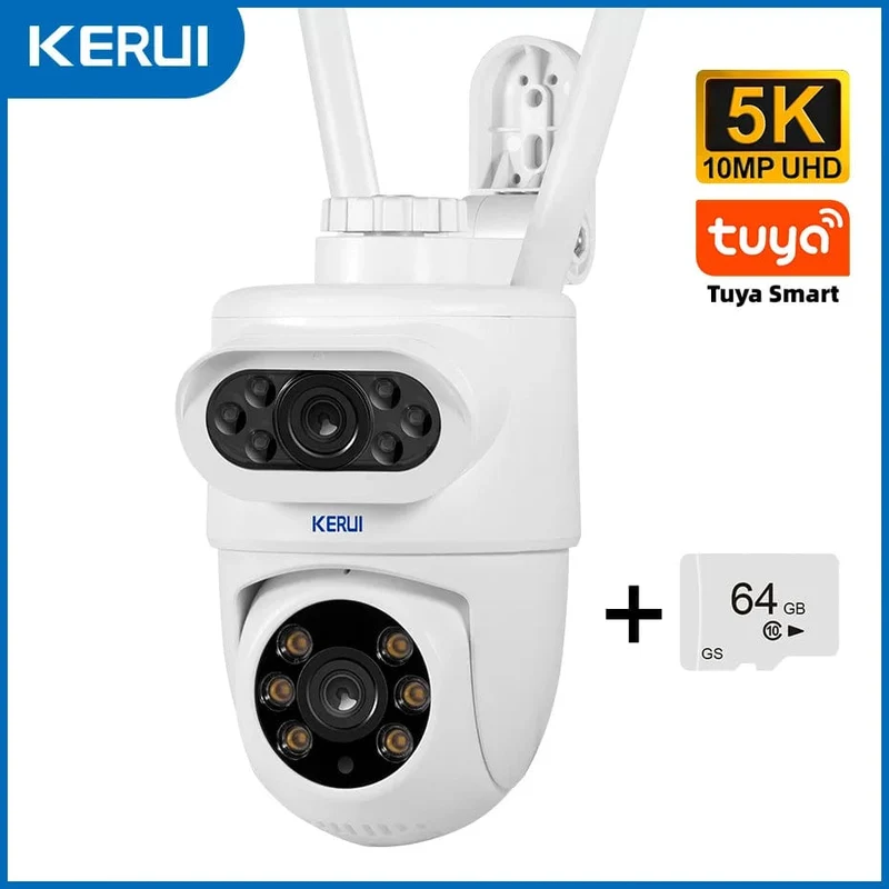 KERUI 5MP 8MP 4K PTZ WiFi IP-Kamera Tuya Smart Home Security im Freien Dualobjektiv 10MP 5K-Kamera CCTV-Videoüberwachung